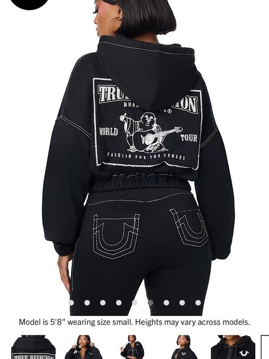 True Religion Tops - True Religion Black Cropped Hoodie with White Graphic Back